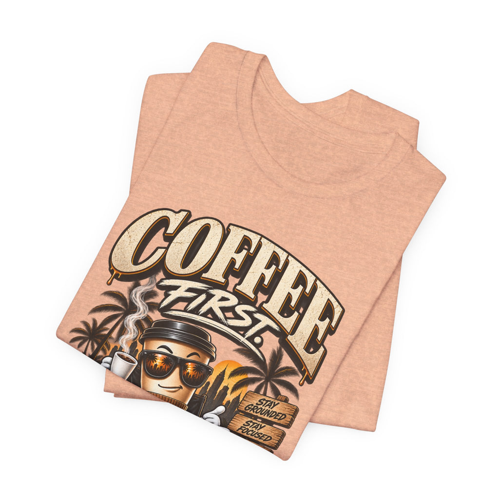 Coffee First Graphic Tee — "Coffee First" Vintage Coffee Skull T-Shirt