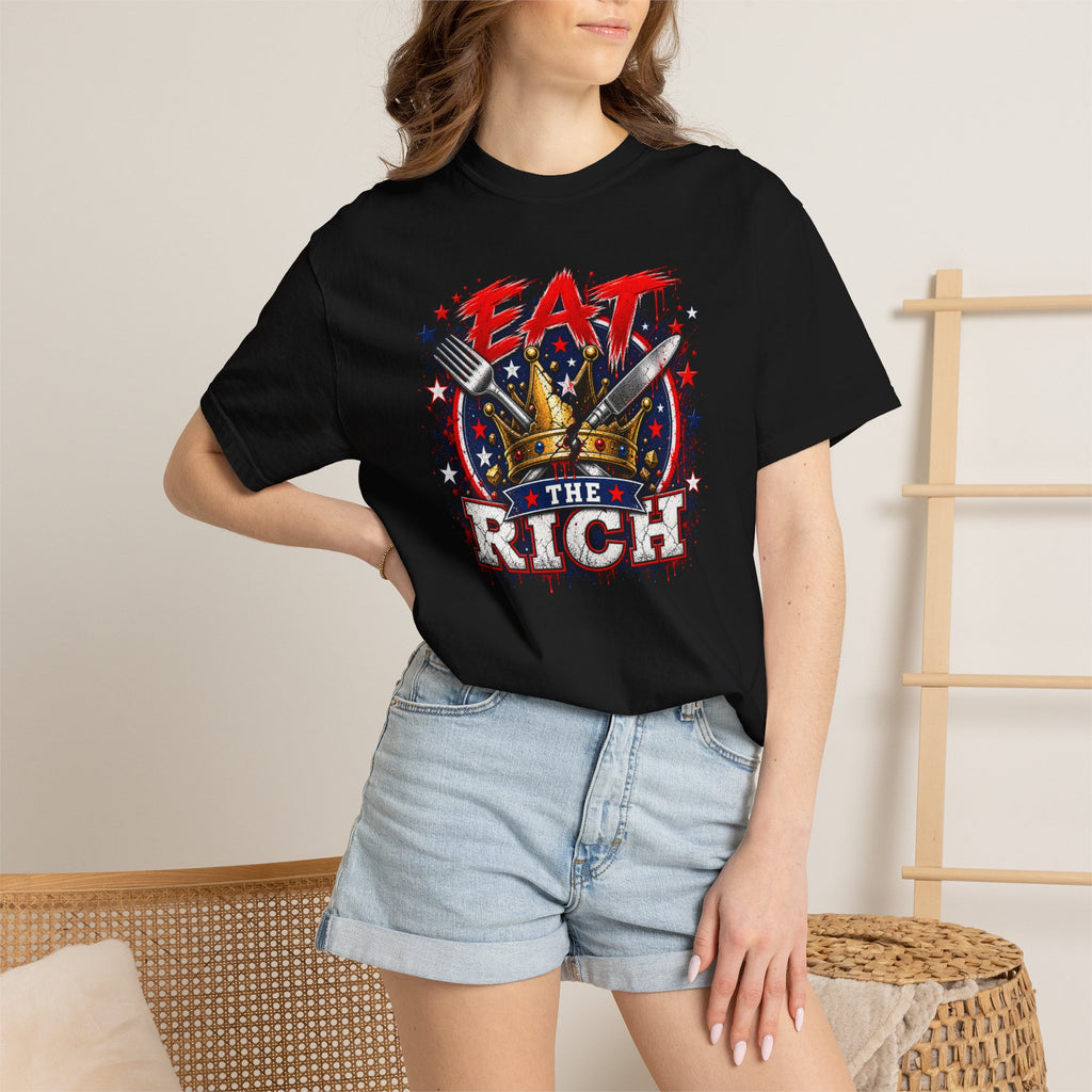Eat The Rich T-shirt | Graphic Political Statement, Retro Stars Design
