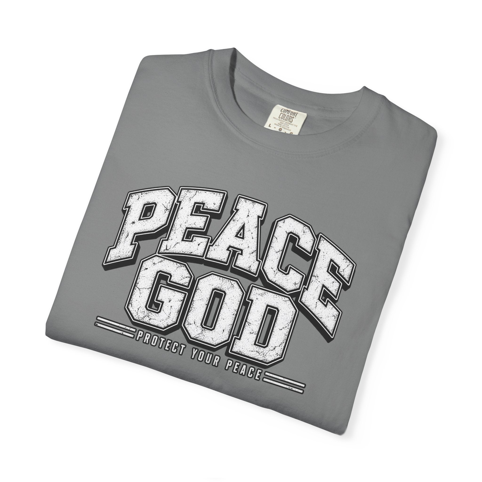 Peace God T-Shirt — Retro Collegiate Faith Tee