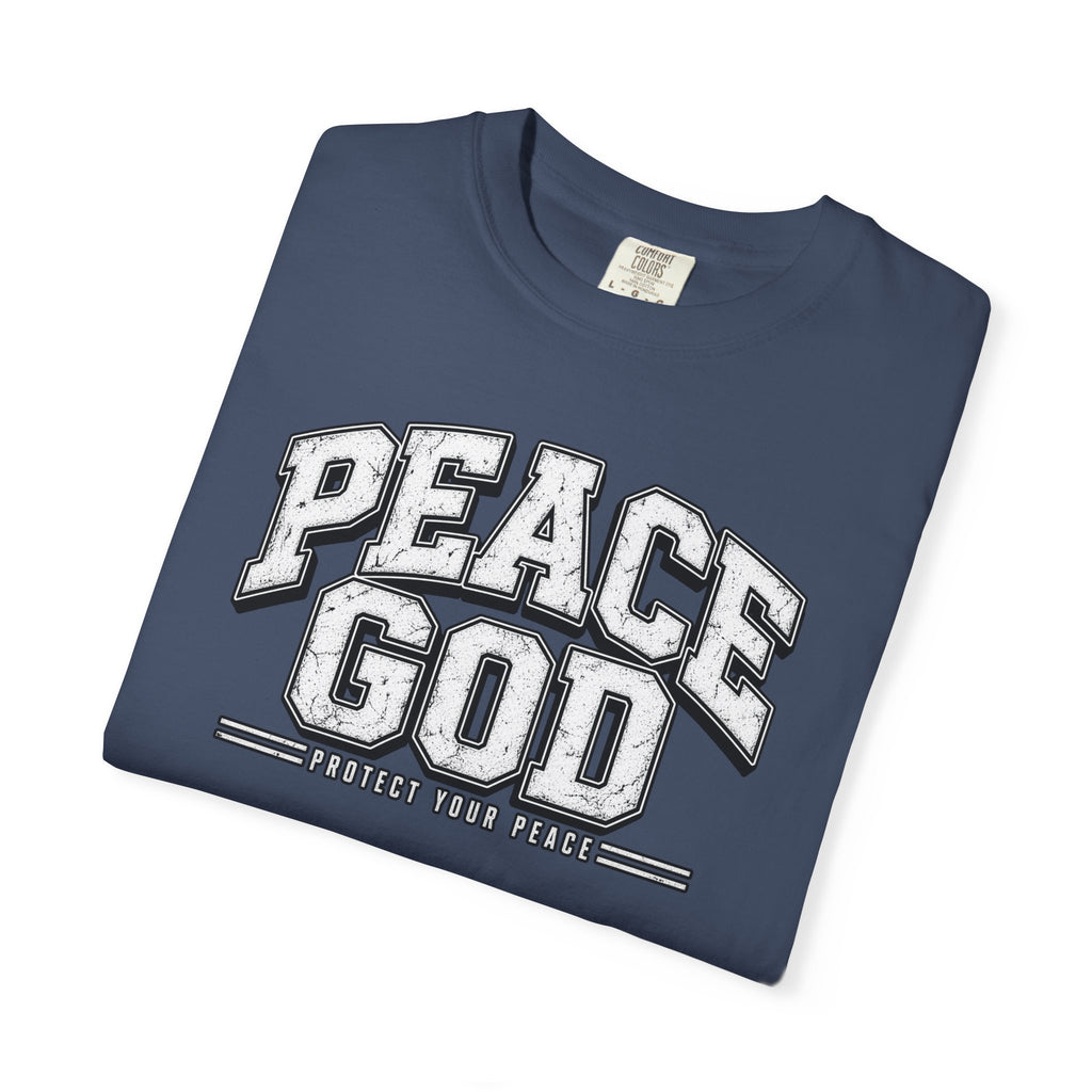 Peace God T-Shirt — Retro Collegiate Faith Tee