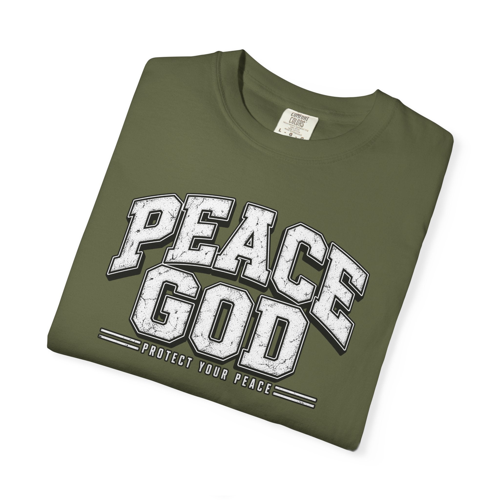 Peace God T-Shirt — Retro Collegiate Faith Tee