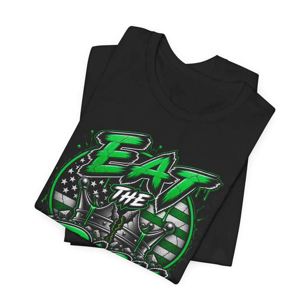 Eat The Rich T-Shirt – Anti-Establishment Graphic Tee with Green Street Art Design