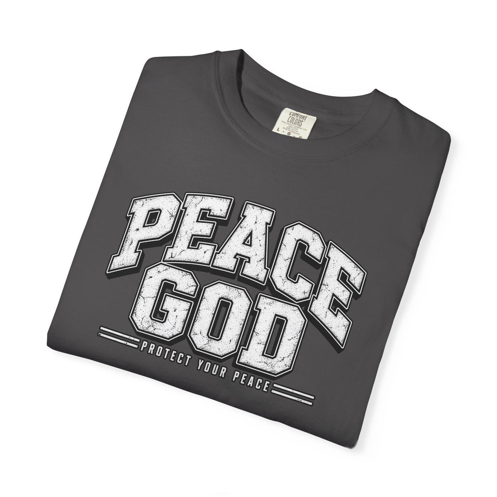 Peace God T-Shirt — Retro Collegiate Faith Tee