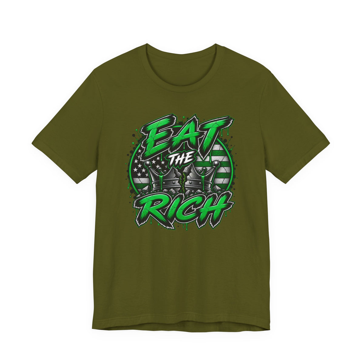 Eat The Rich T-Shirt – Anti-Establishment Graphic Tee with Green Street Art Design