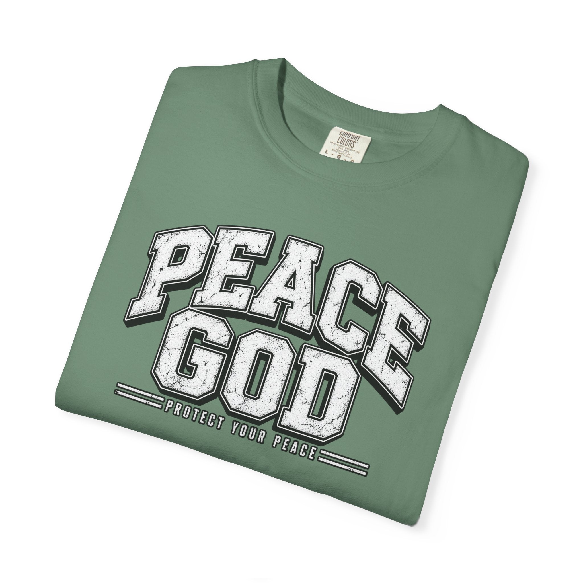 Peace God T-Shirt — Retro Collegiate Faith Tee