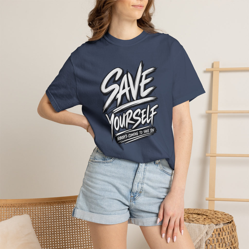 Save Yourself Graphic T-Shirt — Bold Script Mental Health Awareness Tee