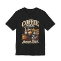Coffee First Graphic Tee — "Coffee First" Vintage Coffee Skull T-Shirt