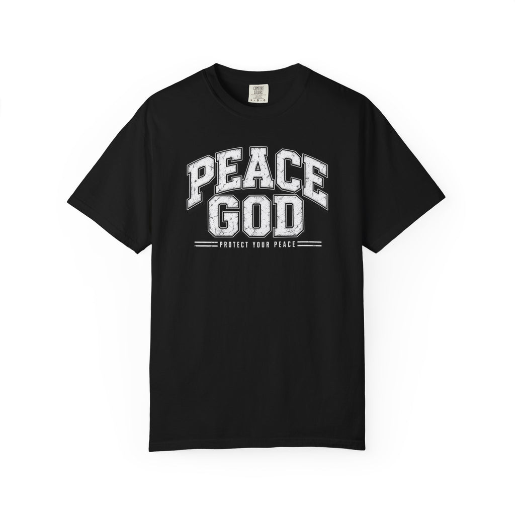 Peace God T-Shirt — Retro Collegiate Faith Tee
