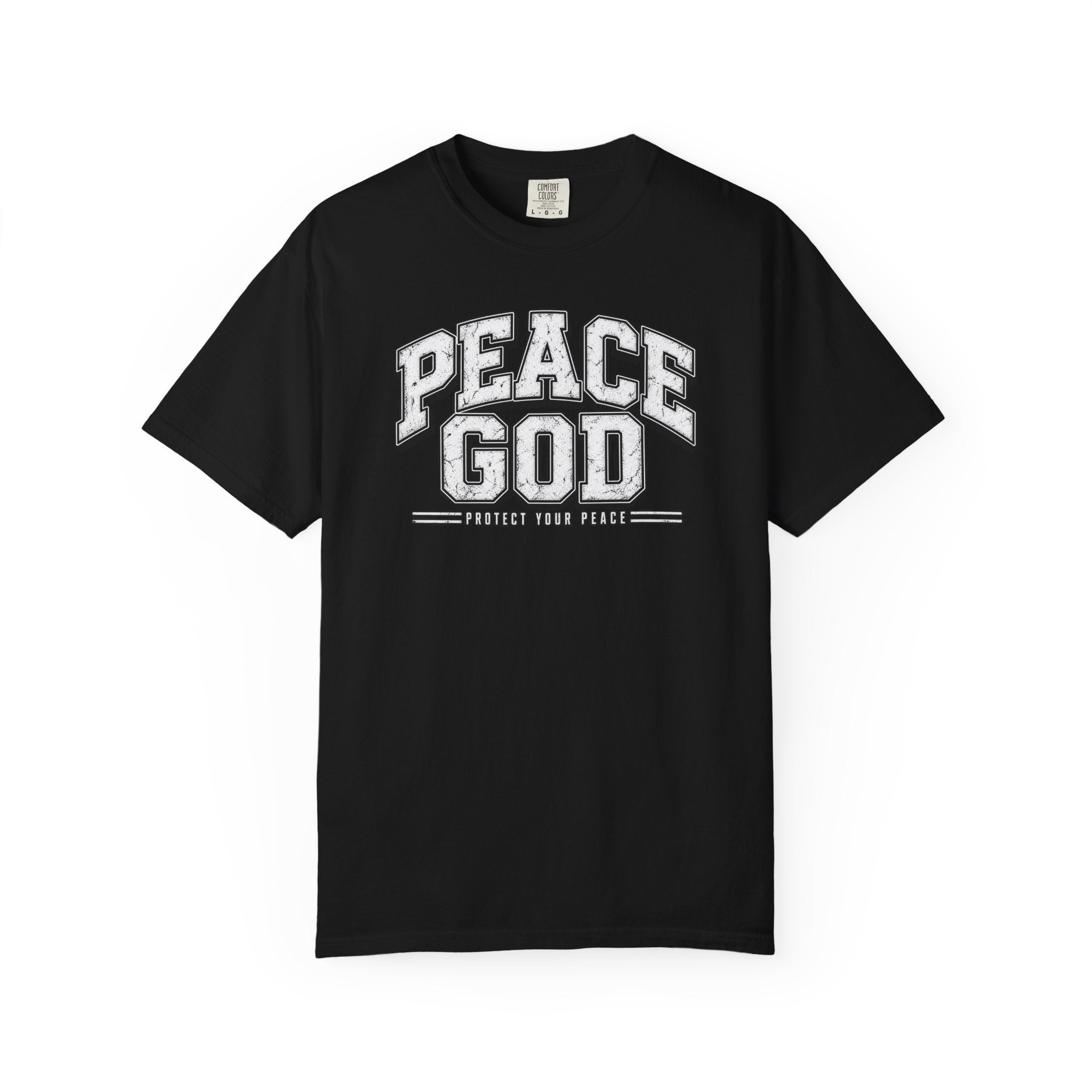 Peace God T-Shirt — Retro Collegiate Faith Tee