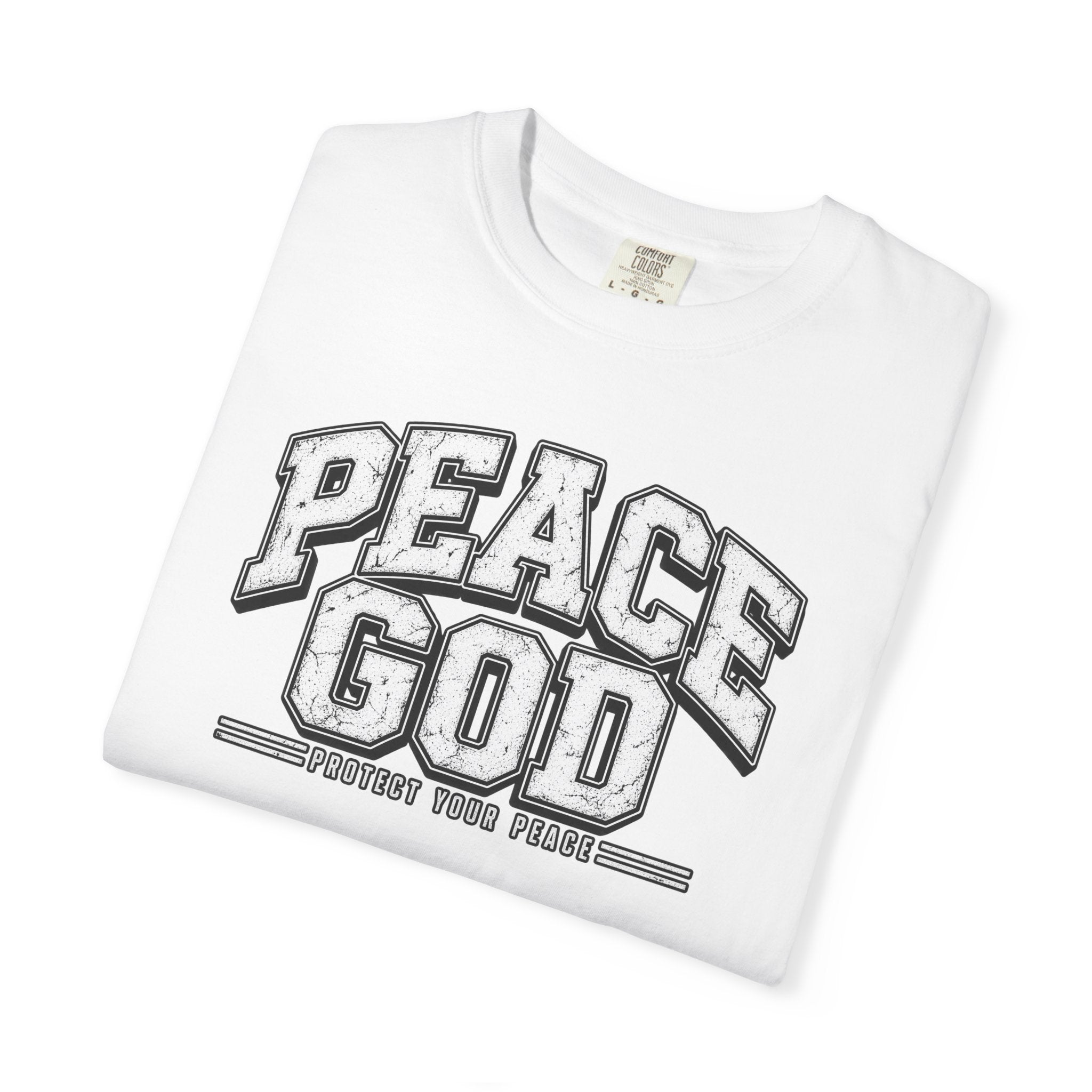 Peace God T-Shirt — Retro Collegiate Faith Tee