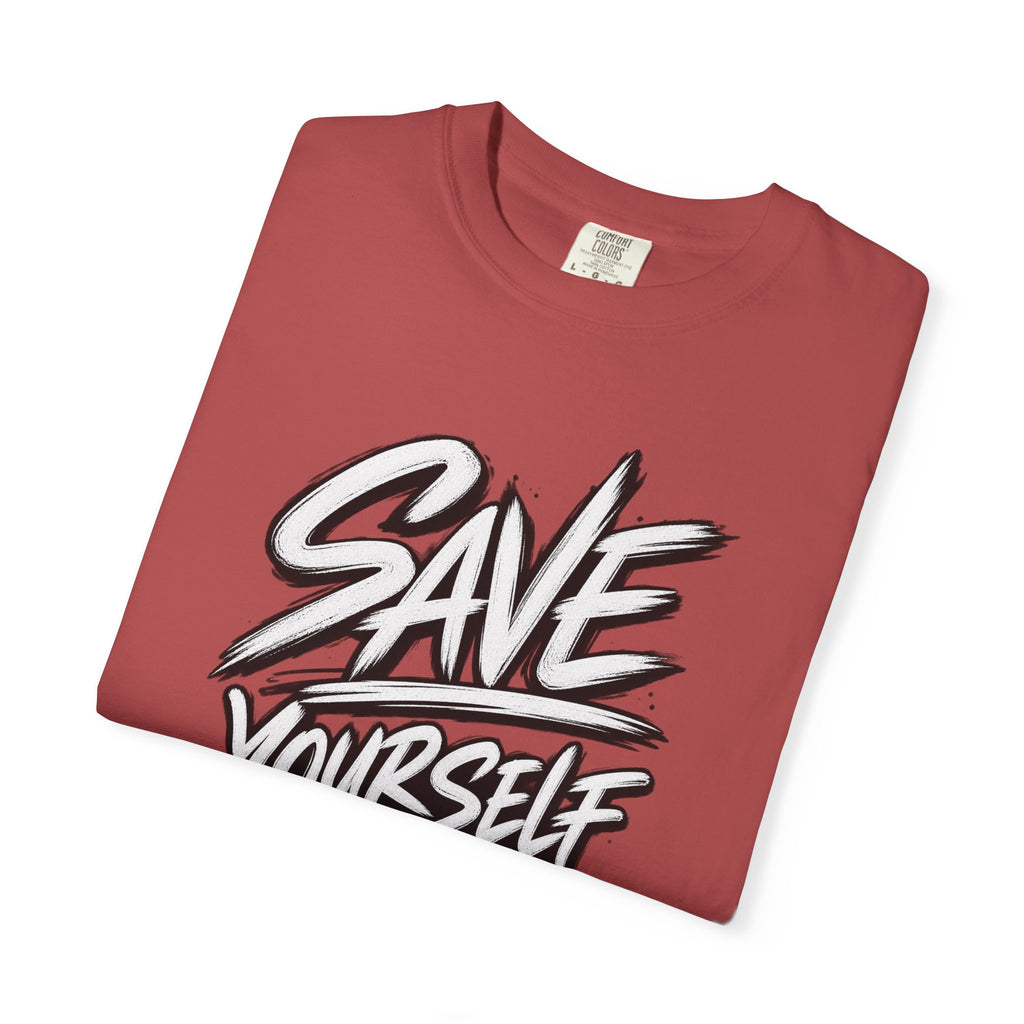Save Yourself Graphic T-Shirt — Bold Script Mental Health Awareness Tee