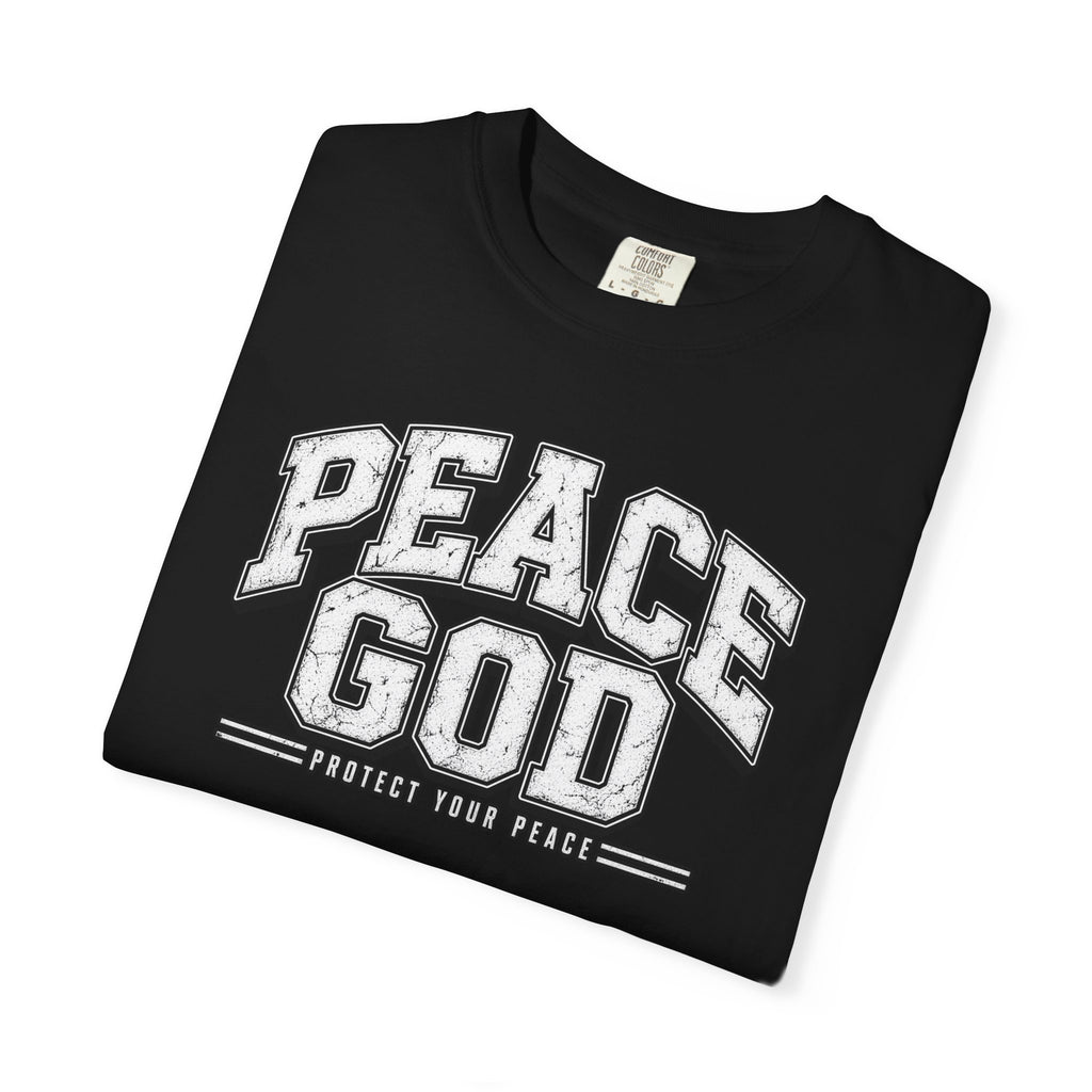 Peace God T-Shirt — Retro Collegiate Faith Tee