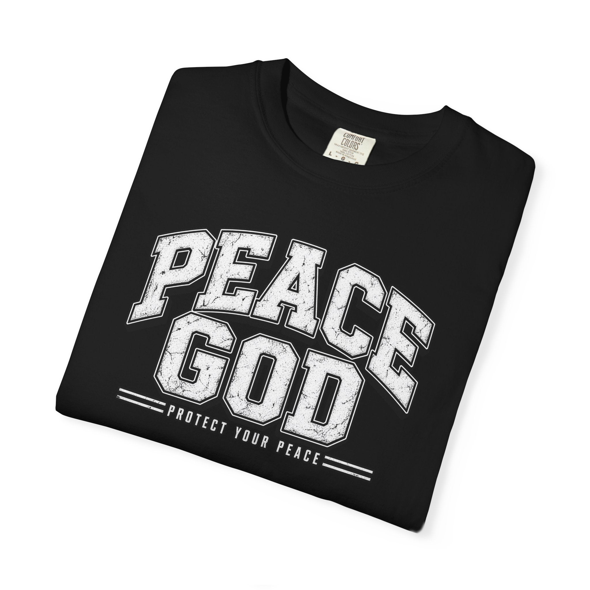 Peace God T-Shirt — Retro Collegiate Faith Tee