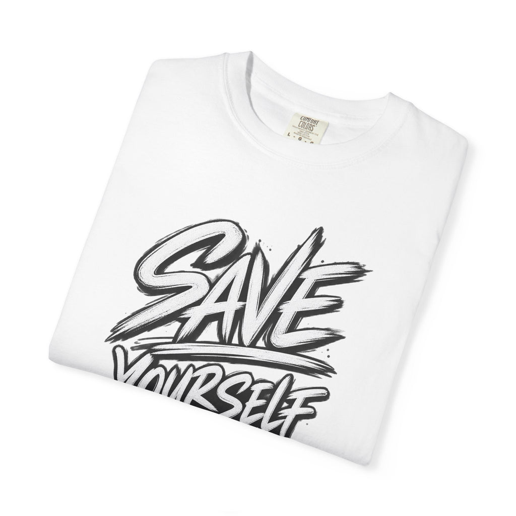 Save Yourself Graphic T-Shirt — Bold Script Mental Health Awareness Tee