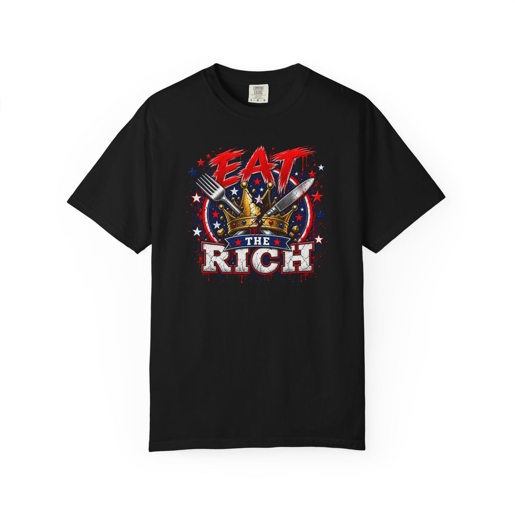 Eat The Rich T-shirt | Graphic Political Statement, Retro Stars Design