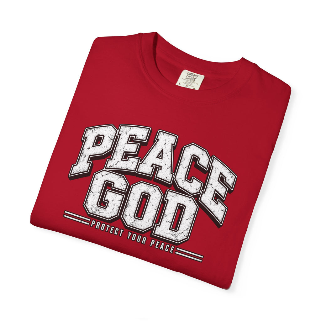 Peace God T-Shirt — Retro Collegiate Faith Tee