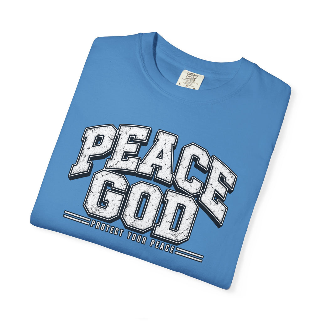 Peace God T-Shirt — Retro Collegiate Faith Tee